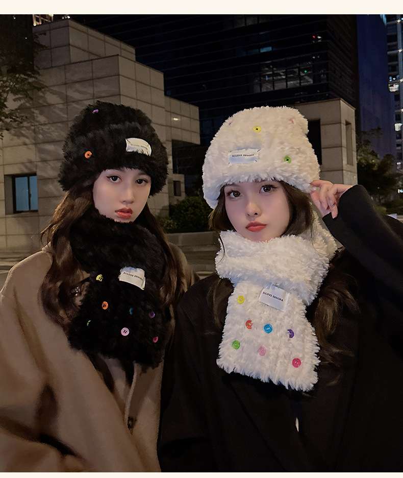 韓国ファッション もこもこファー帽子＆マフラーセット