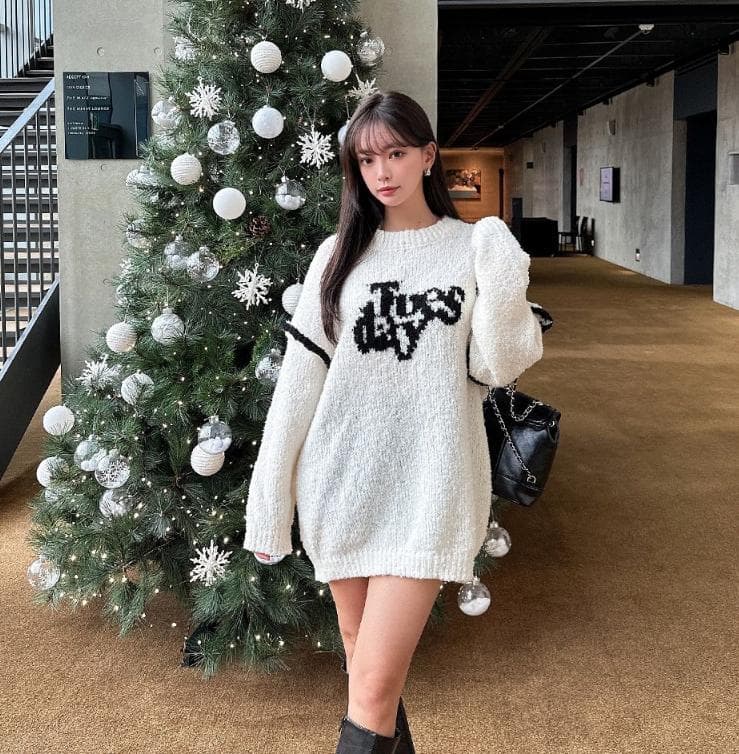 韓国ファッション オーバーサイズニットワンピース
