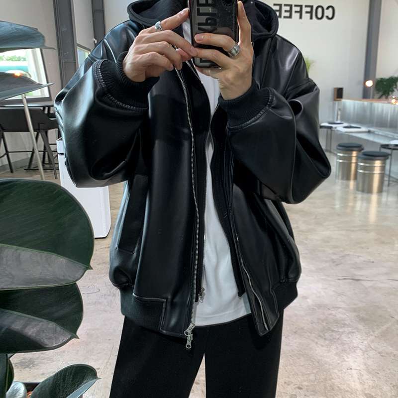 韓国ファッション レザージャケット