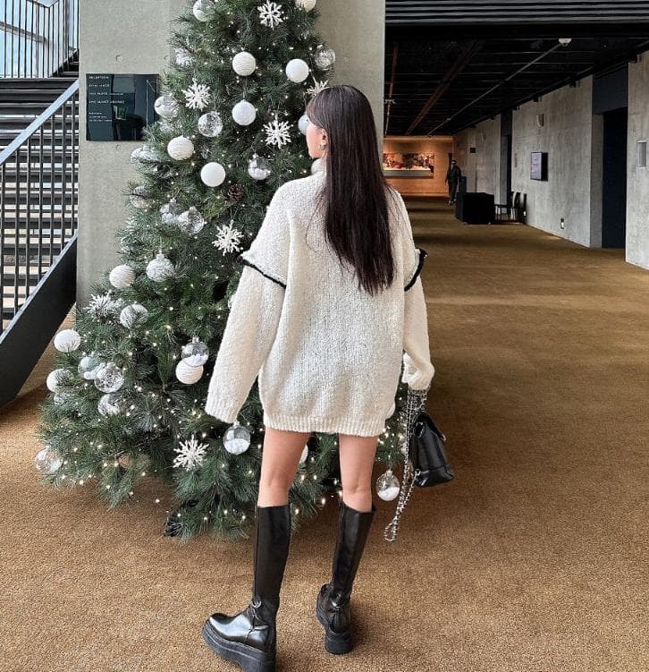 韓国ファッション オーバーサイズニットワンピース