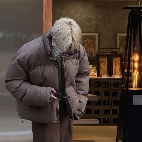 韓国ファッション ボリューム襟パフジャケット