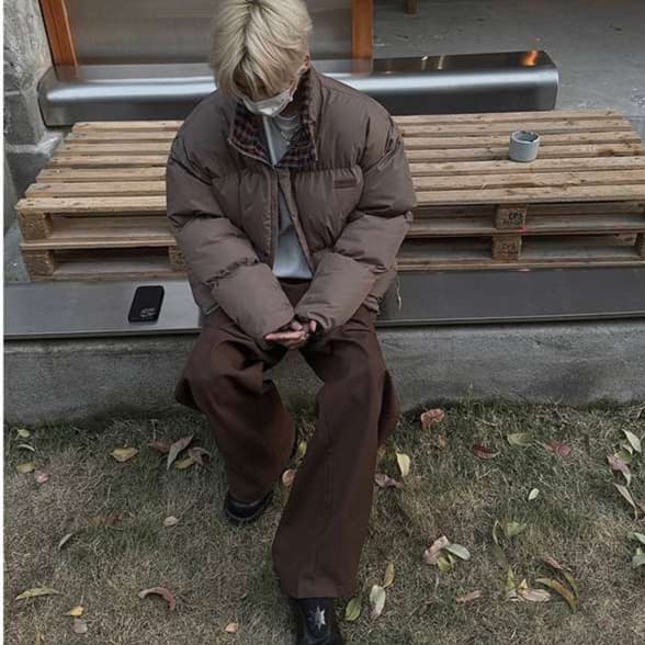 韓国ファッション ボリューム襟パフジャケット