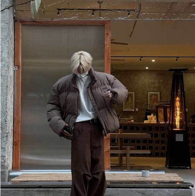 韓国ファッション ボリューム襟パフジャケット