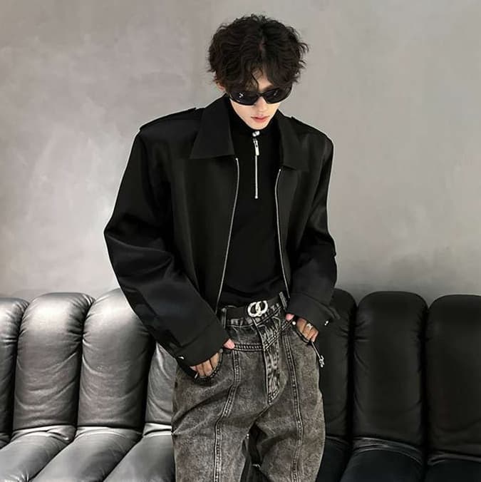 韓国ファッション オーバーサイズレザージャケット