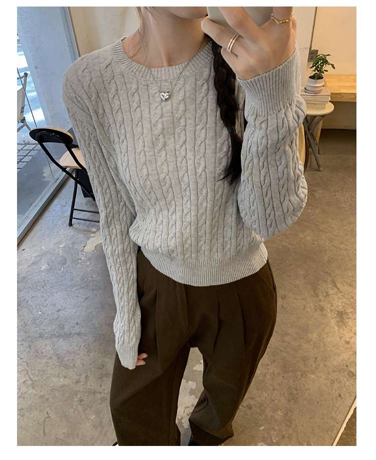 韓国ファッション ケーブル編みニットセットアップ