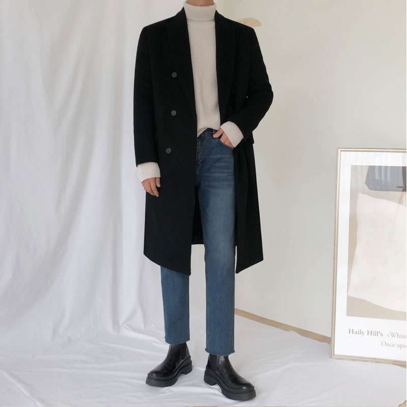 韓国ファッション モダンシックな冬のレイヤードコート