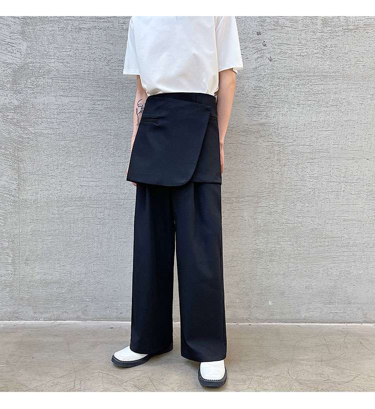 韓国ファッション レイヤード風ワイドパンツ