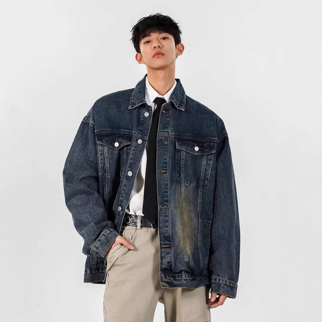 韓国ファッション ゆったりオーバーサイズデニムジャケット