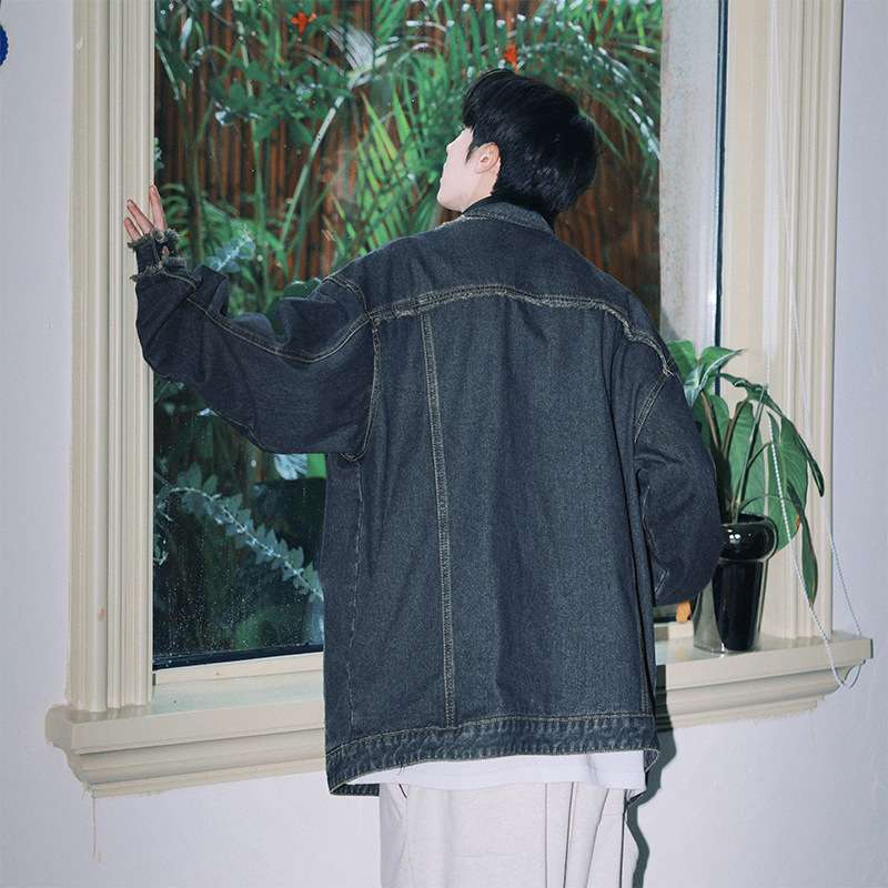 韓国ファッション ダメージオーバーサイズデニムジャケット