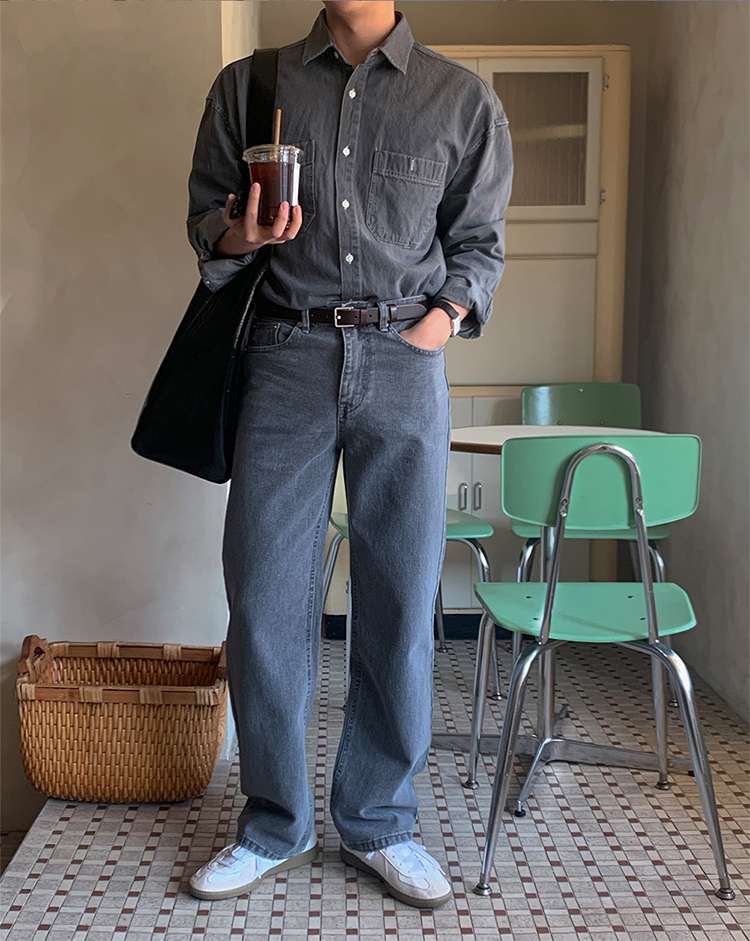 韓国ファッション ヴィンテージ風デニムトップス