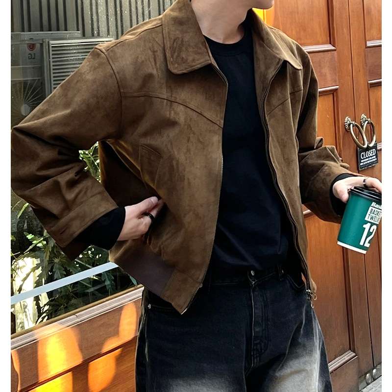 韓国ファッション ヴィンテージスエードジャケット