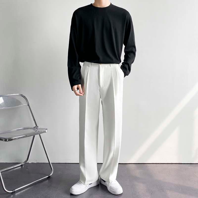 韓国ファッション ロングストレートスラックス