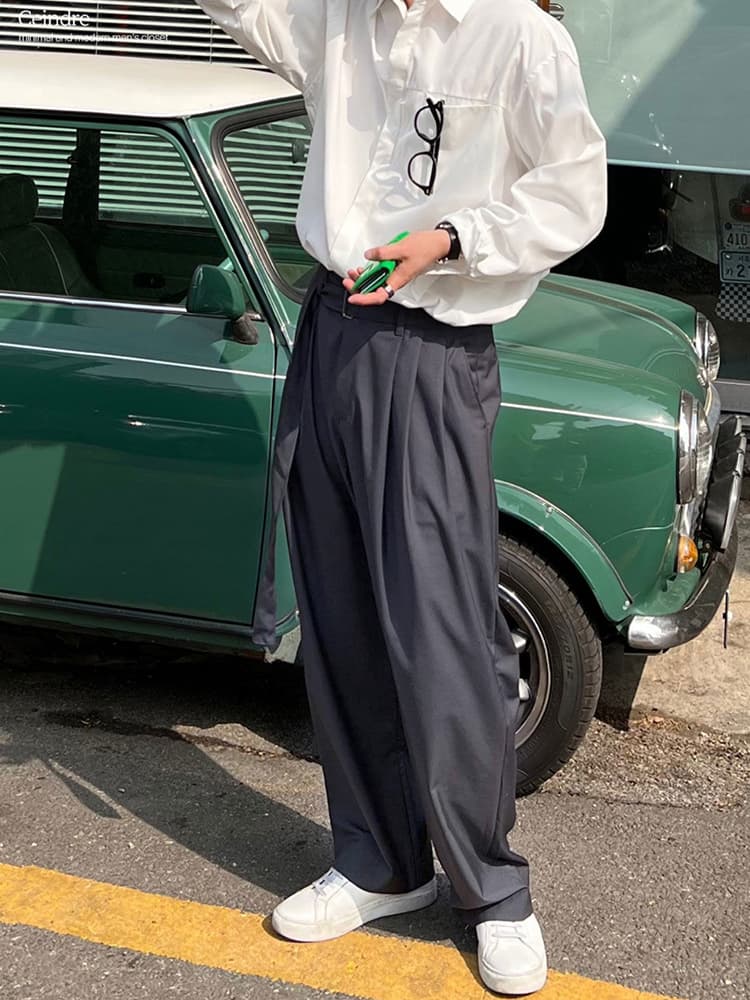 韓国ファッション ドレープワイドスラックス
