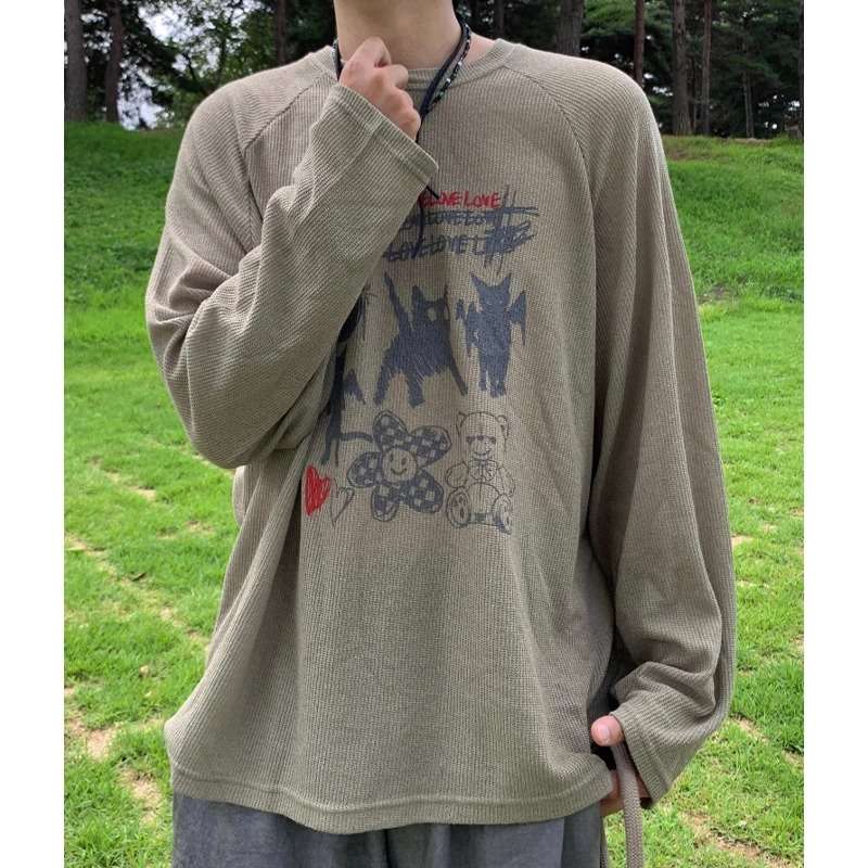 韓国ファッション ストリートグラフィックロングスリーブ