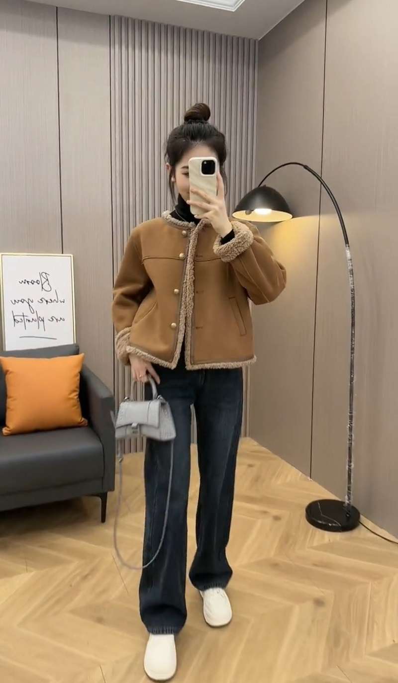 韓国ファッション ムートンボアジャケット