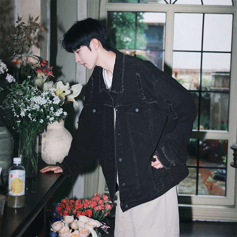 韓国ファッション ダメージオーバーサイズデニムジャケット