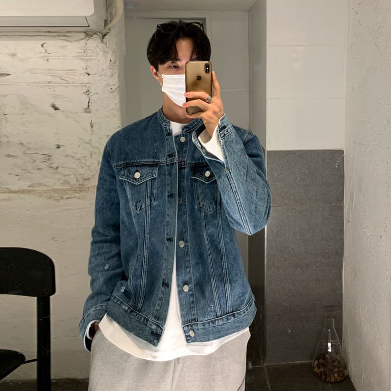 韓国ファッション ライダース風デニムジャケット