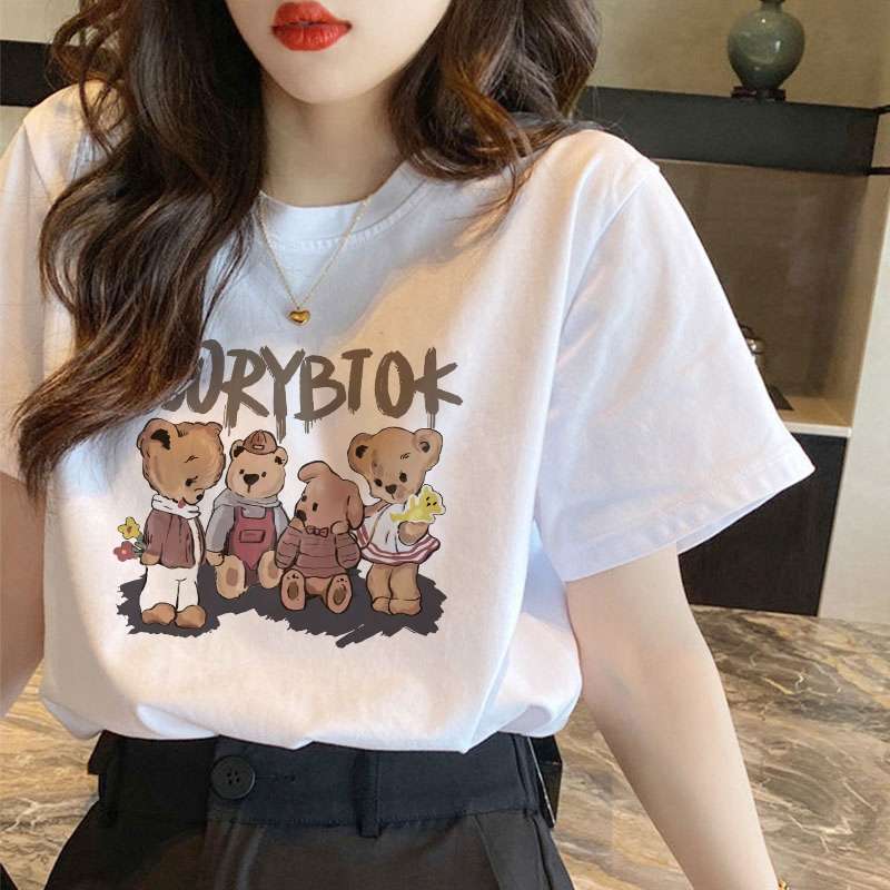 韓国ファッション ゆったりプリントティーシャツ