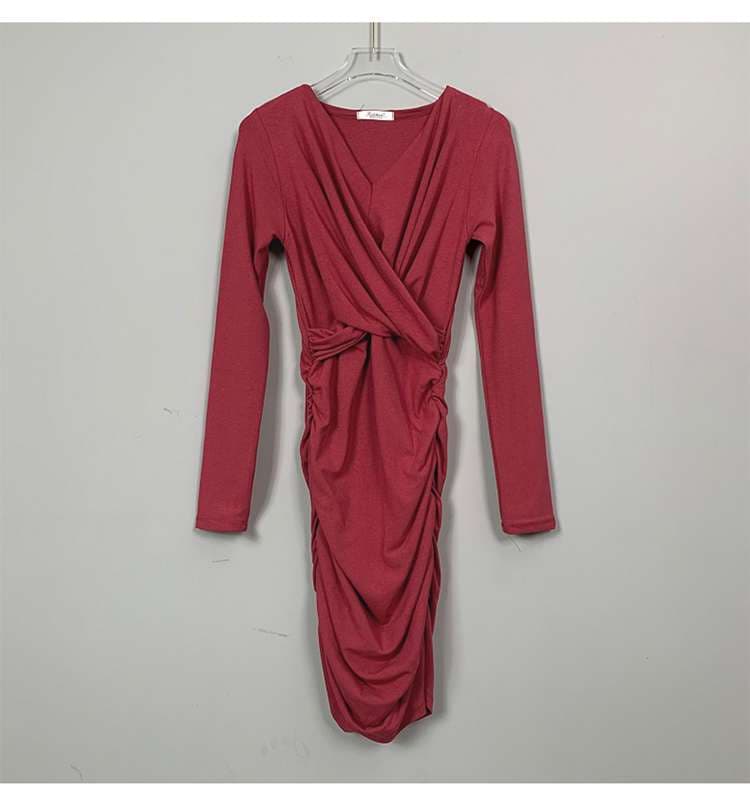 韓国ファッション エレガントラップミニワンピース