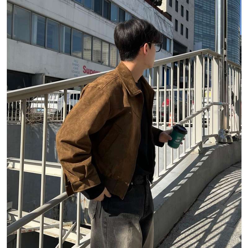韓国ファッション ヴィンテージスエードジャケット