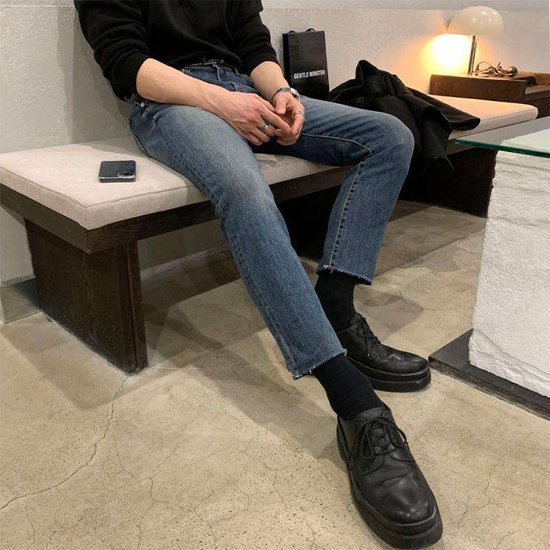 韓国ファッション モードなスタイルアップジーンズ