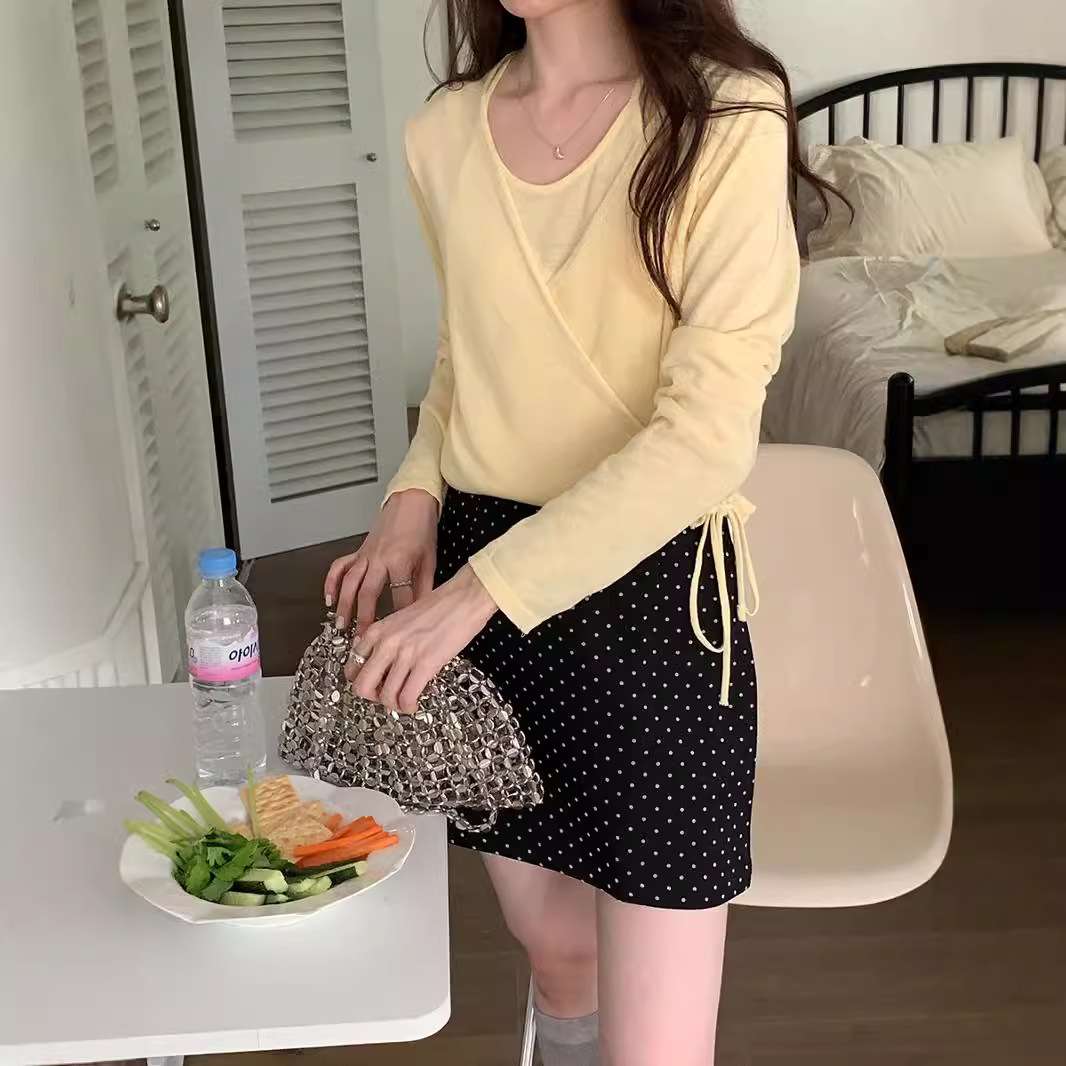 韓国ファッション リボンバルーンブラウスセット