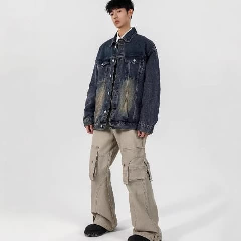 韓国ファッション ゆったりオーバーサイズデニムジャケット