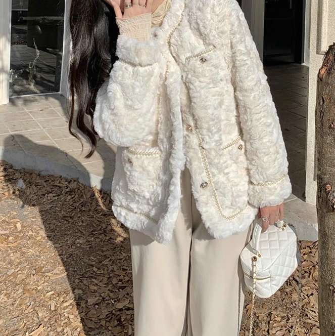 韓国ファッション もこもこボアジャケット