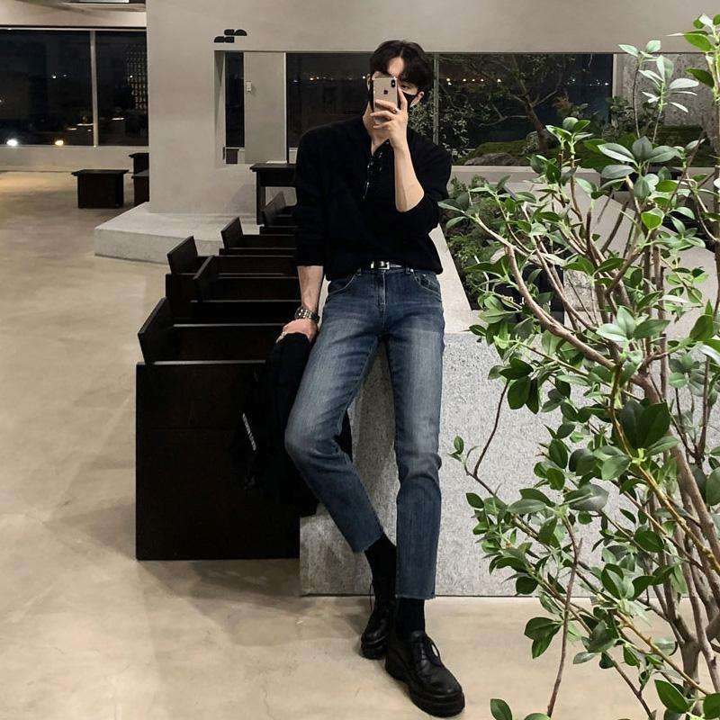 韓国ファッション モードなスタイルアップジーンズ