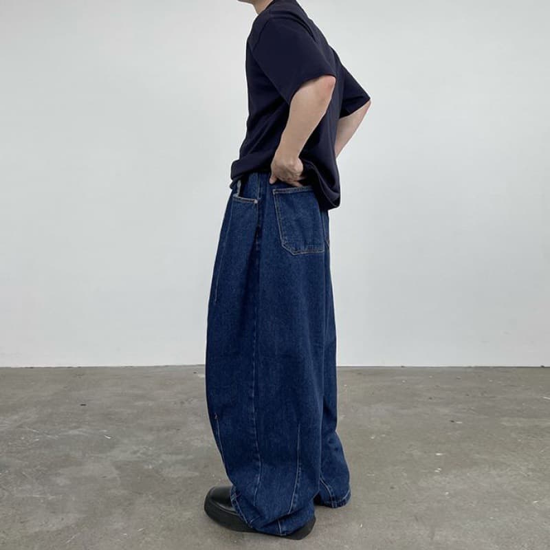 韓国ファッション 超ワイドデニムパンツ
