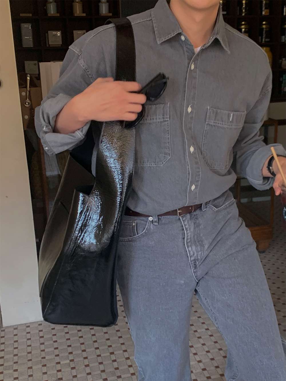 韓国ファッション ヴィンテージ風デニムトップス