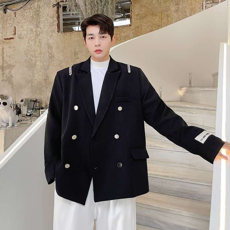 韓国ファッション モダンミリタリーダブルジャケット