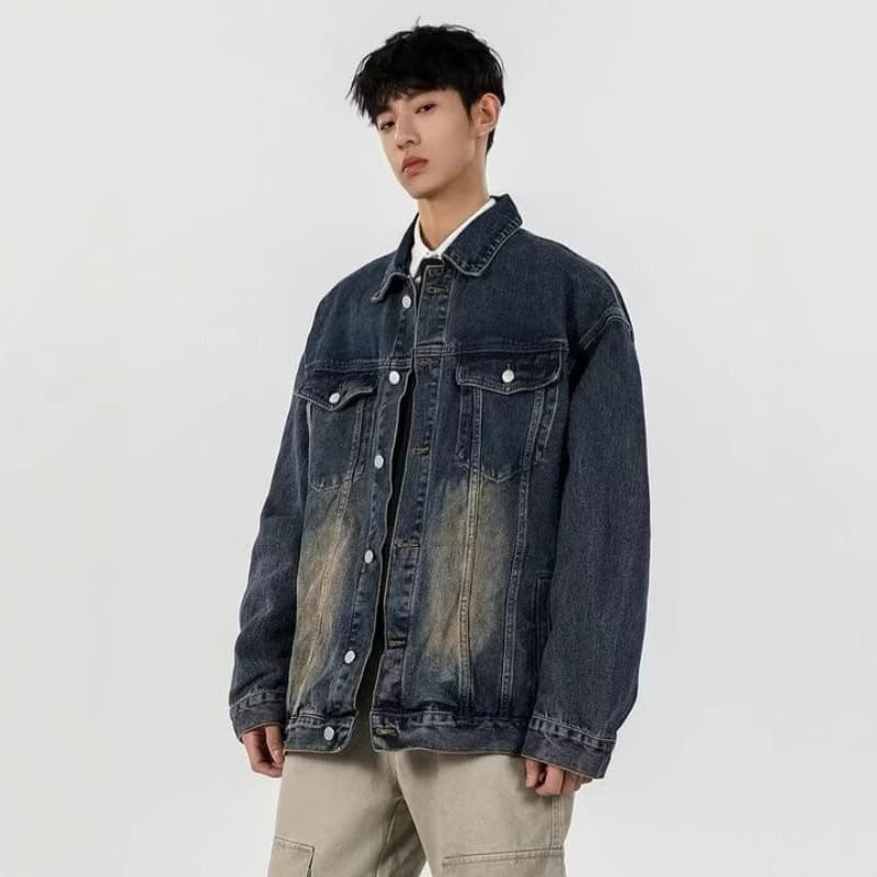 韓国ファッション ゆったりオーバーサイズデニムジャケット