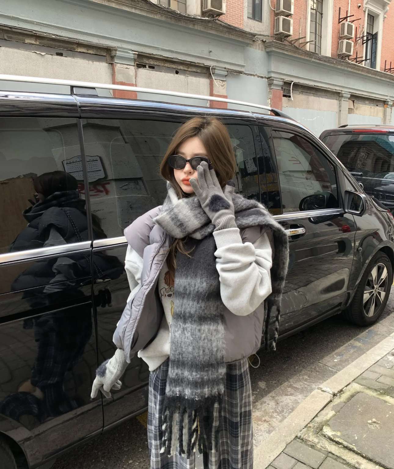 韓国ファッション ふわもこスカーフマフラー