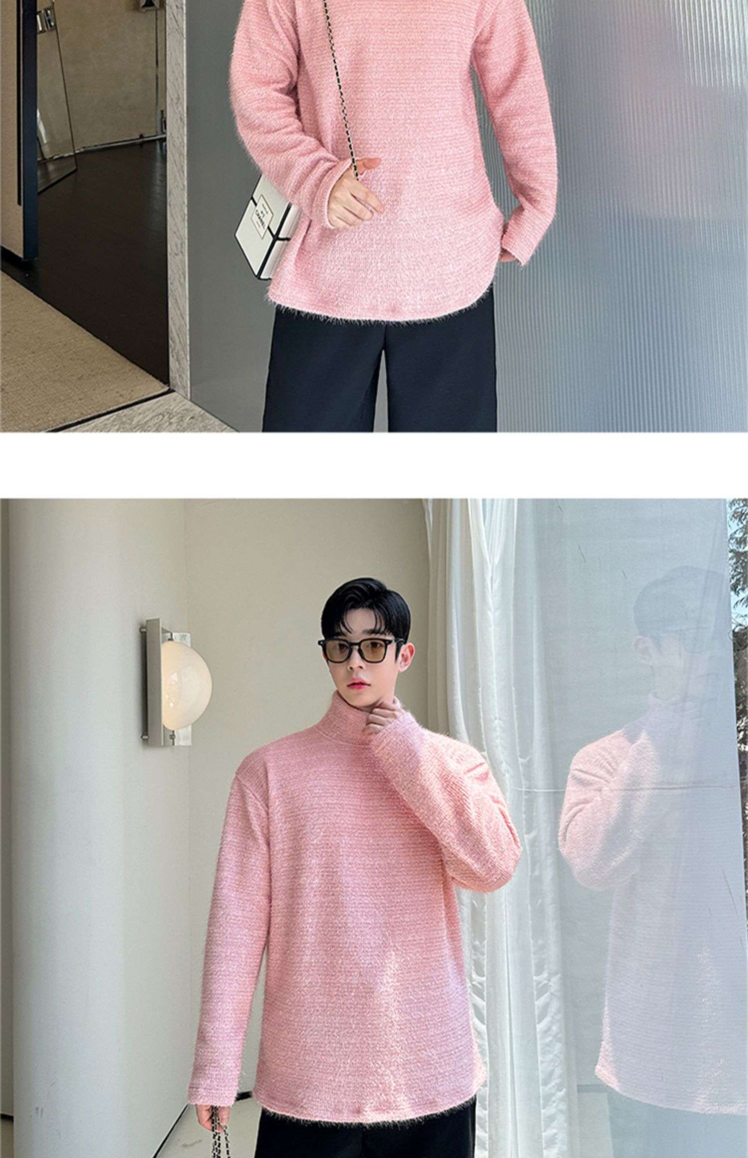 韓国ファッション ソフトタートルネックニットセーター