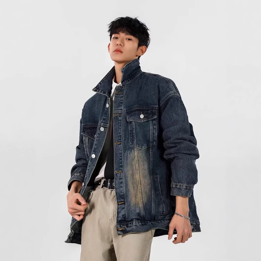 韓国ファッション ゆったりオーバーサイズデニムジャケット