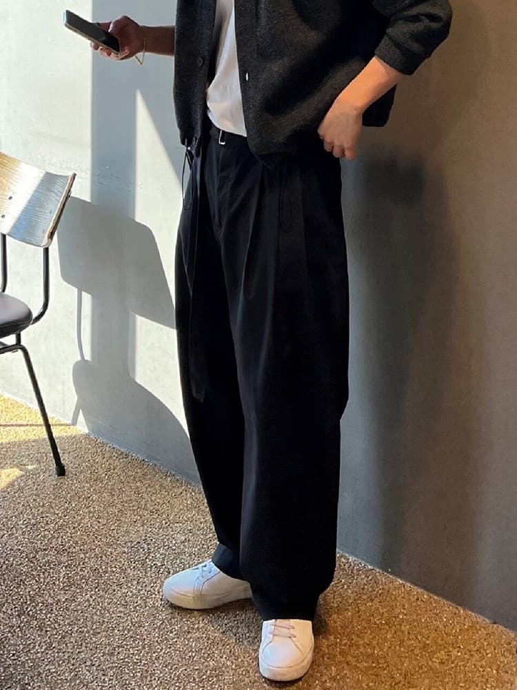 韓国ファッション ドレープワイドスラックス