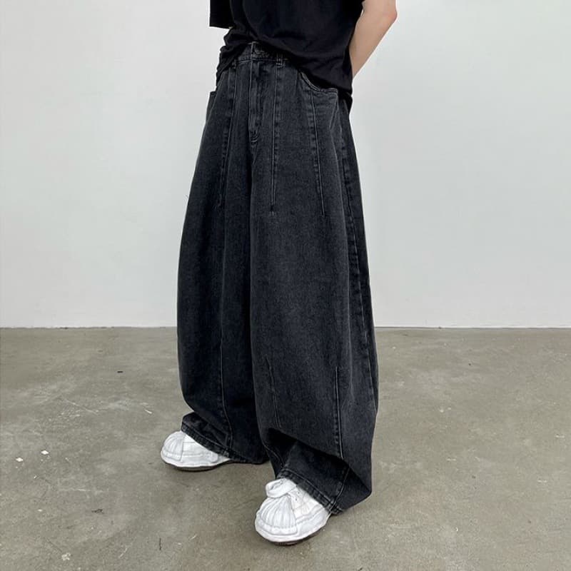 韓国ファッション 超ワイドデニムパンツ