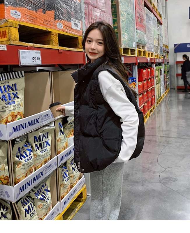 韓国ファッション ゆったりダウンベスト中綿ジャケット