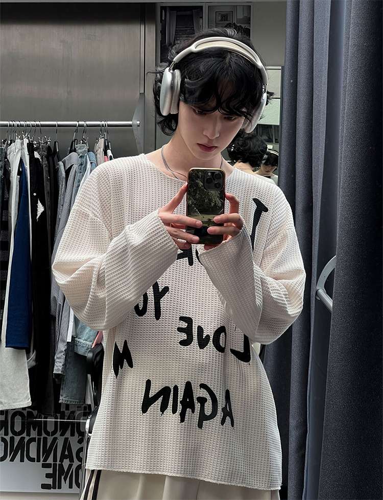 韓国ファッション ドリーム文字入りニットプルオーバー