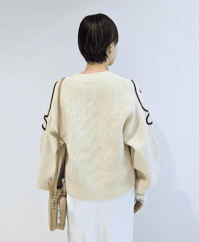 韓国ファッション 韓国風リボン刺繍ニットカーディガン
