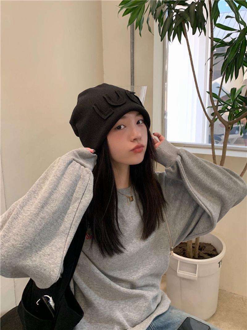 韓国ファッション モノトーンシンプルニット帽