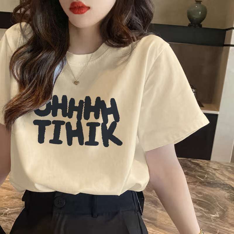 韓国ファッション ゆったりプリントティーシャツ