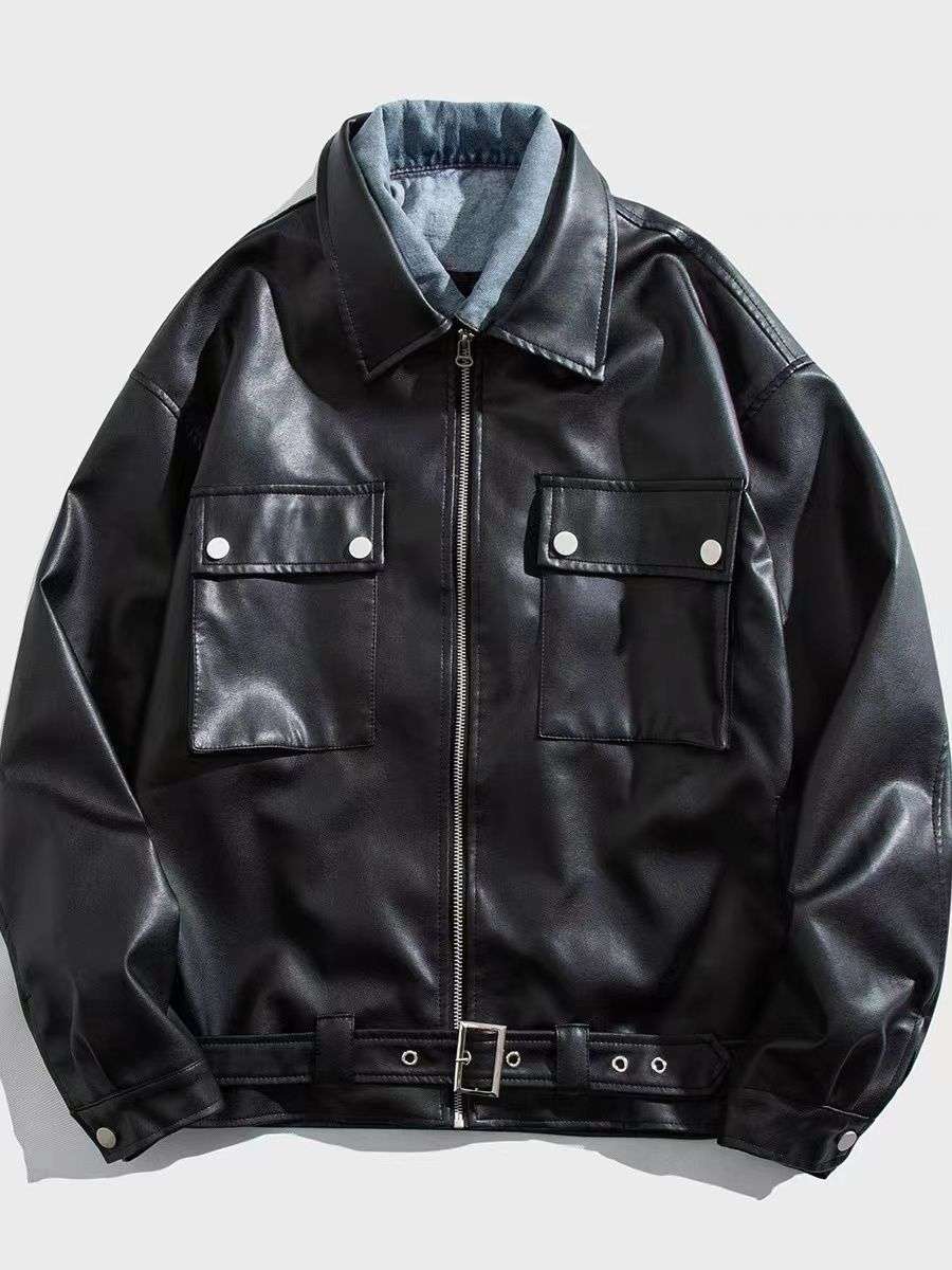 韓国ファッション オーバーサイズレザージャケット