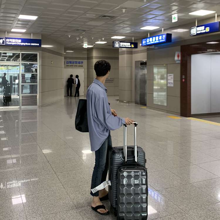 韓国ファッション オーバーサイズストライプシャツ