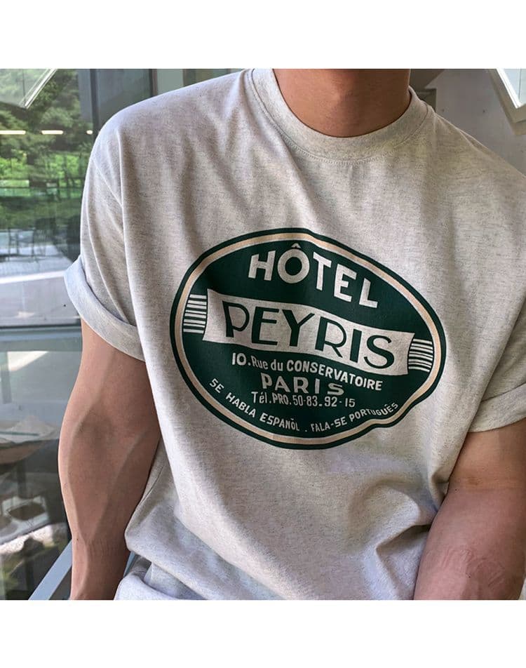 韓国ファッション レトロロゴプリント半袖Tシャツ