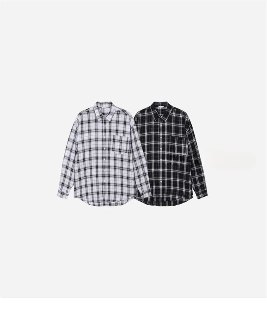 韓国ファッション チェック柄シャツ