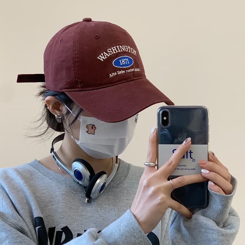 韓国ファッション ワシントン刺繍入りレトロキャップ