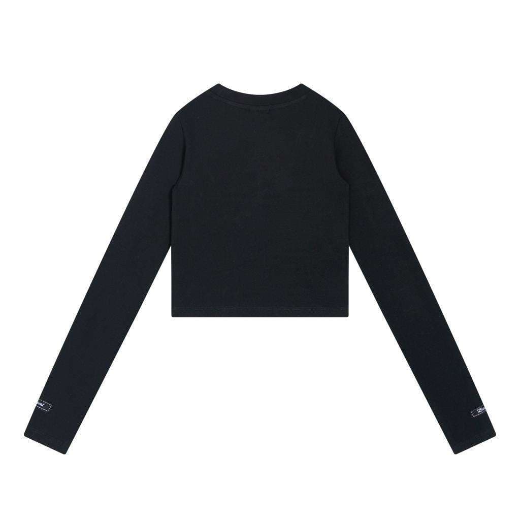 韓国ファッション レトロポップ ロゴ入り クロップド長袖シャツ