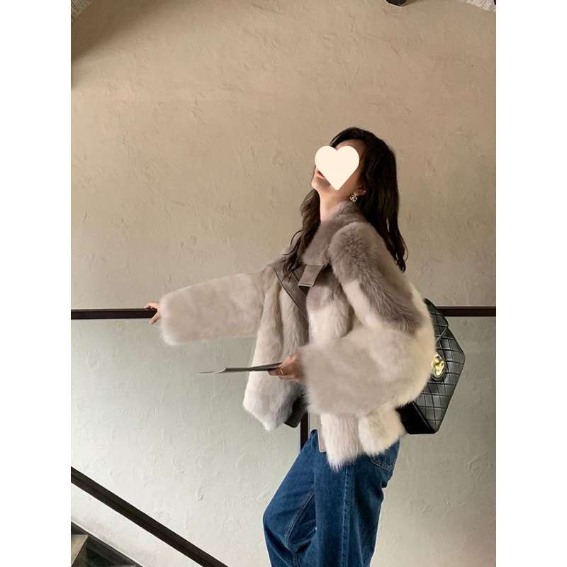 韓国ファッション ふんわり柔らか合皮ムートンジャケット
